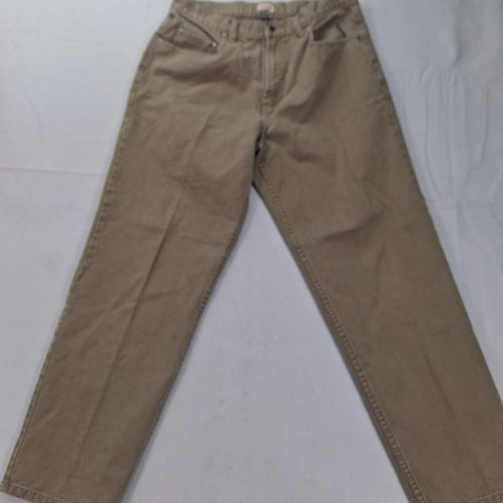 Cherokee Pants Mens 33x30 Straight Leg Khaki Tan Denim 100% Cotton EUC